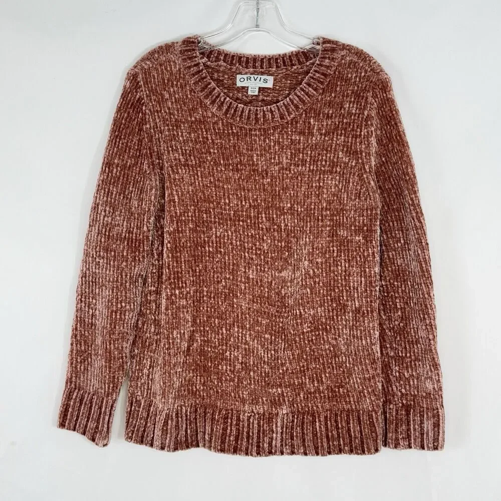 Orvis Womens Pink Long Sleeve Pullover Sweater Small Vintage